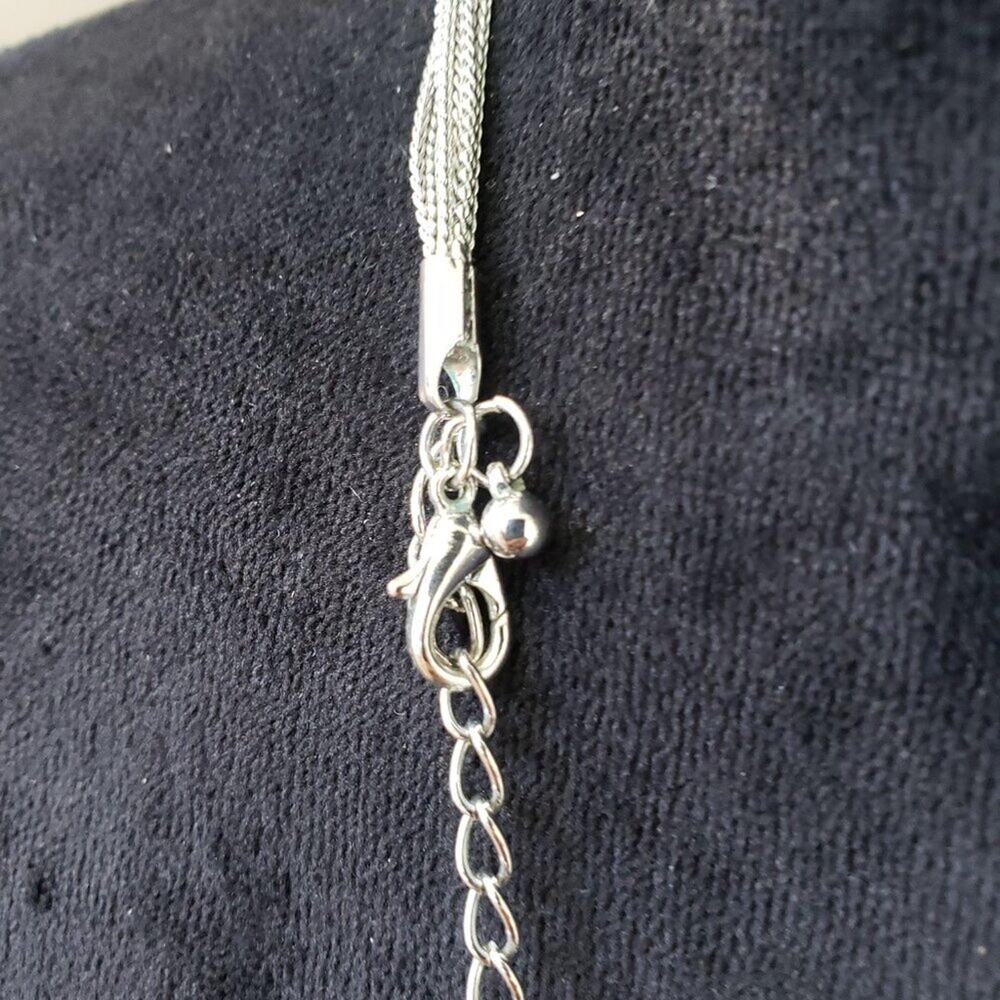 Womens Silver Tone Multi Layered Chains Dainty Faux Pearl Necklace with Lobster - Picture 7 of 7